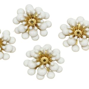 Enamel Flower - 20mm - 3 Layer - White