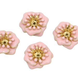 Enamel Flower / Stamen - 18mm - Pink