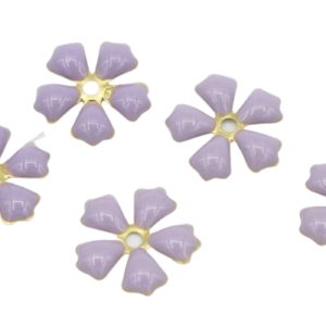 Enamel Flower - 15mm - 5 Petal - Purple
