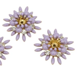 Enamel Flower - 26mm - 3 Layer / Crystal - Purple