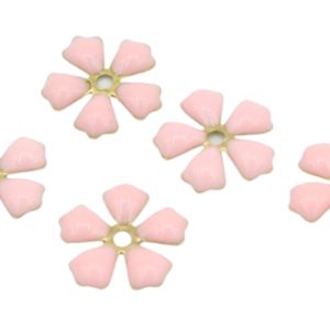Enamel Flower - 15mm - 5 Petal - Pink