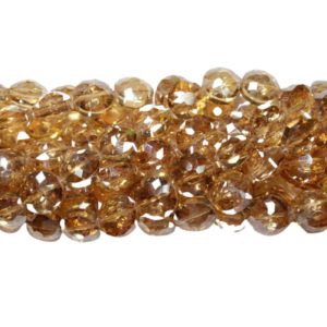 Faceted Coin - 14mm - Golden Shadow - 31cm Strand