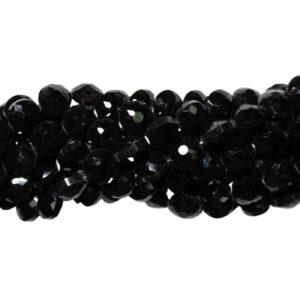 Faceted Coin - 14mm - Black - 31cm Strand