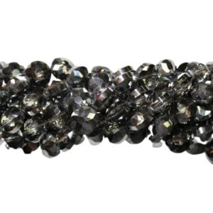 Faceted Coin - 14mm - Silver Night - 31cm Strand