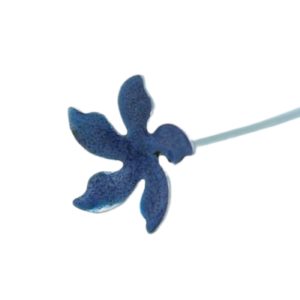 Floral Pin - 70mm - Blue / Antique Silver