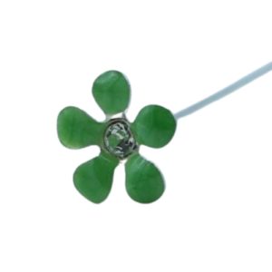 Floral Diamonte Pin - 70mm - Green / Antique Silver