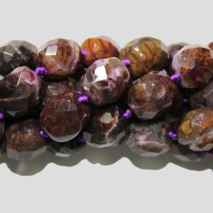 Snake Agate - 16 x 14mm Faceted Oval - 39cm Strand