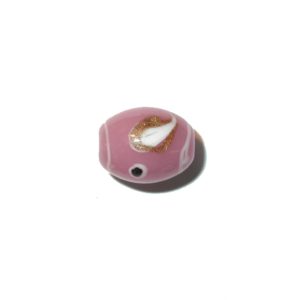 Oval - 20mm Pink Colour With Pattern