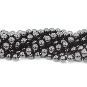 8mm Filler Bead - Black - 40cm Strand