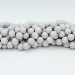 8mm Filler Bead - Light Grey - 40cm Strand
