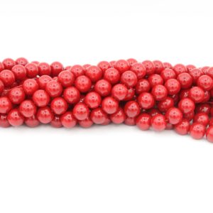 8mm Filler Bead - Red - 40cm Strand