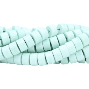 Hematite - 8 x 5mm Tube - Pastel Green - 40cm Strand