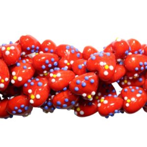 Heart With Spots - 20mm - 34cm Strand - Red