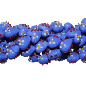 Heart With Spots - 20mm - 34cm Strand - Blue