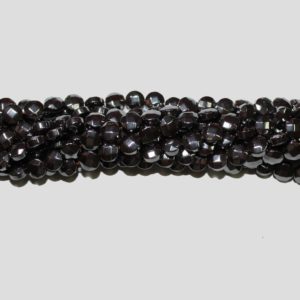 Hematite - 6mm Faceted Coin - 40cm Strand