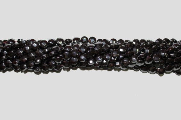 Hematite - 6mm Faceted Coin - 40cm Strand