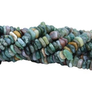 Indian Agate - 8 to 10mm Flat Pebble - 38cm Strand