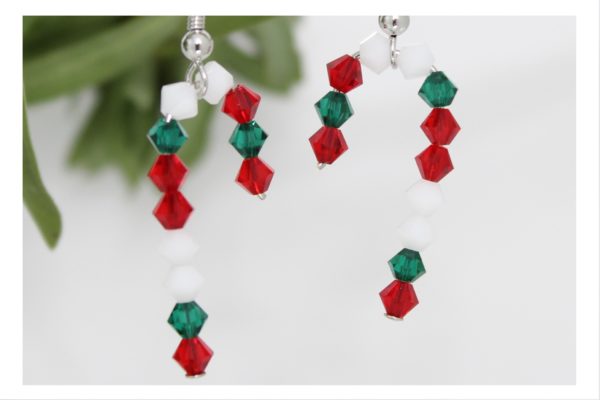 Crystal XMAS Candy Cane Earring - A