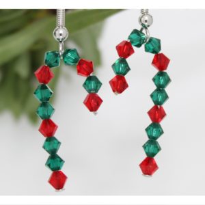 Crystal XMAS Candy Cane Earring - C