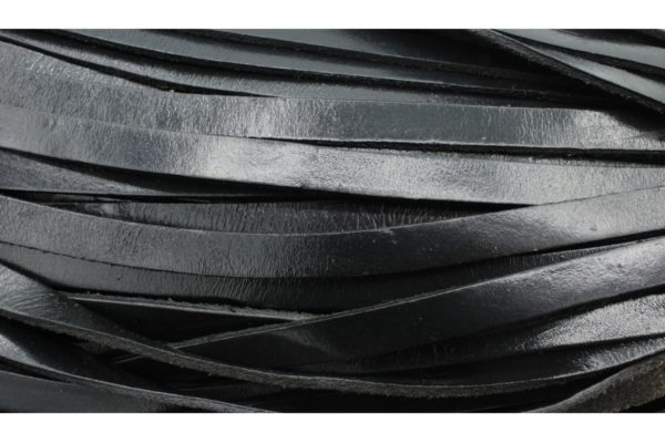 Flat Leather - 10mm - Black - Price per meter