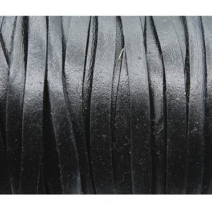Flat Leather - 4mm - Black - Price per meter
