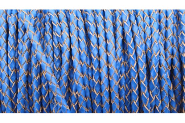 Braided Leather - 3mm - Blue - Price per meter