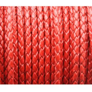 Braided Leather - 3mm - Red - Price per meter