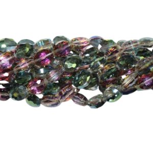 Faceted Oval - 12mm - Irridescent Green - 36cm Strand