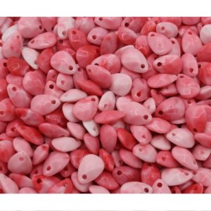 10 x 7mm - Flat Faceted Drop - Pink / White