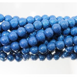 Glitter Bead - 10mm - Blue - 19cm Strand