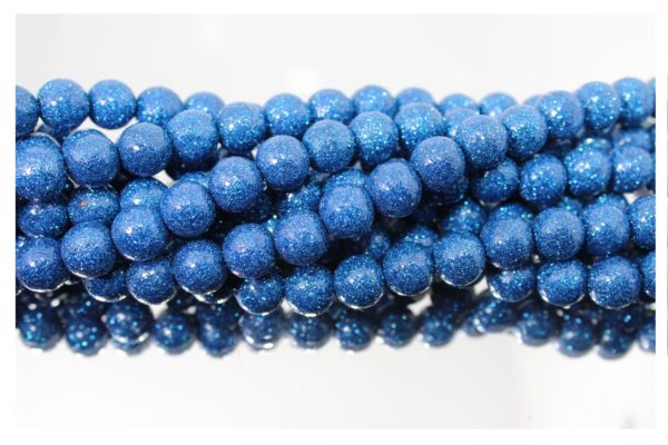 Glitter Bead - 10mm - Blue - 19cm Strand