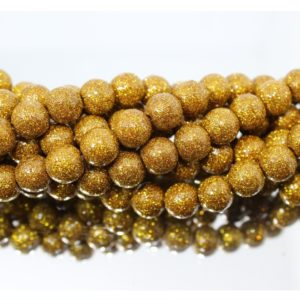 Glitter Bead - 10mm - Gold - 19cm Strand
