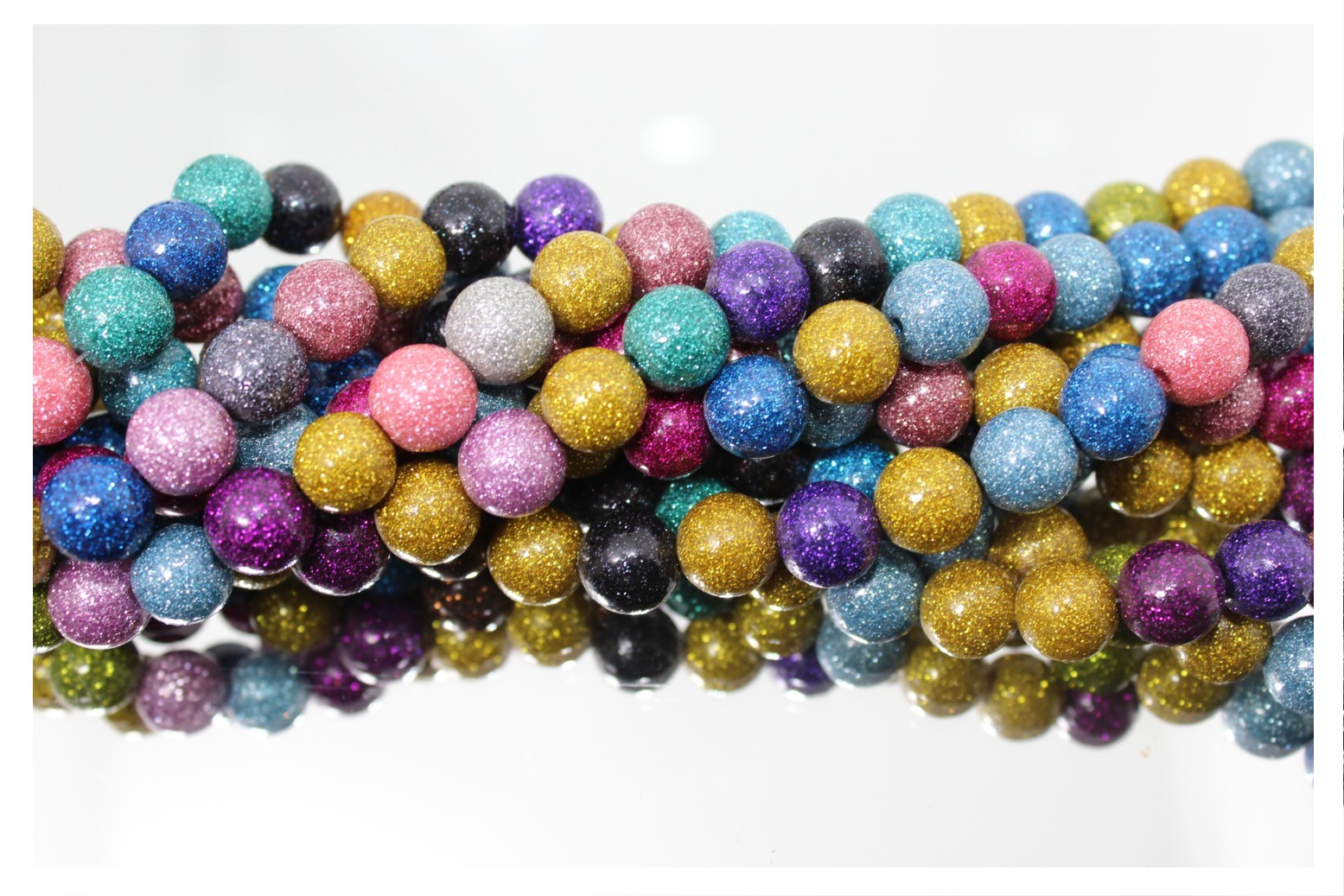 Glitter Bead 10mm Multi 19cm Strand Bead, Trimming & Craft Co
