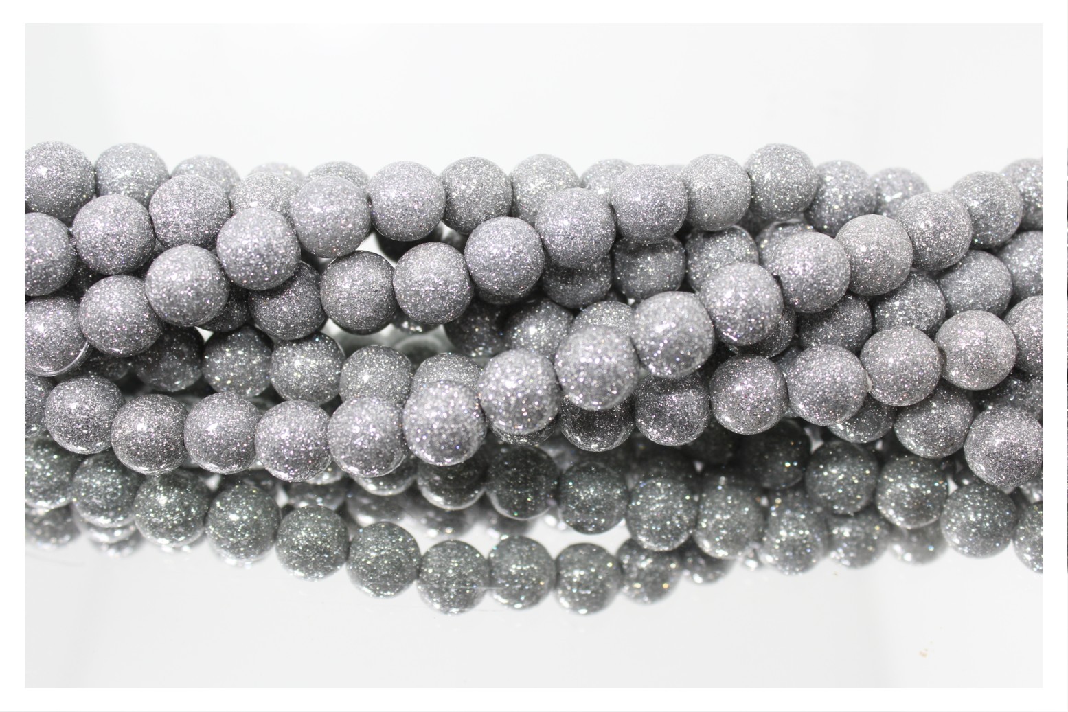 Glitter Bead 10mm Silver 19cm Strand Bead, Trimming & Craft Co