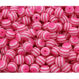 10mm - Candy Bead - Pink / White
