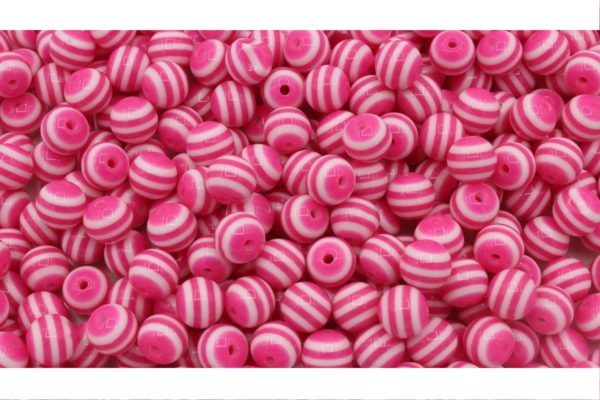 10mm - Candy Bead - Pink / White