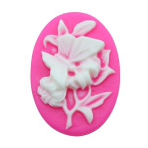 Cameo - Butterfly / Floral - 25 x 18mm - Pink