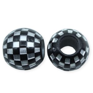 20mm - Checker Bead - Large Hole - Silver