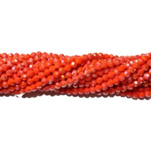 4mm Faceted - Tomato Opaque - 38cm Strand