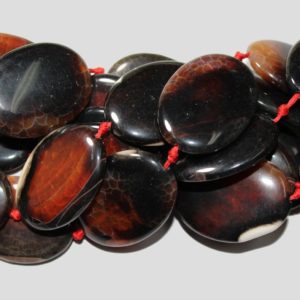 Red Fire Agate - 40mm Flat Oval - 40cm Strand