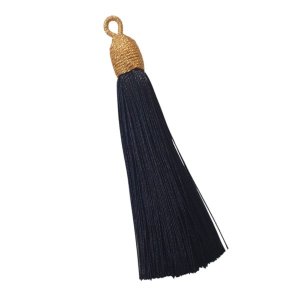 Tassel With Gold Cap 8cm Black Bead, Trimming & Craft Co