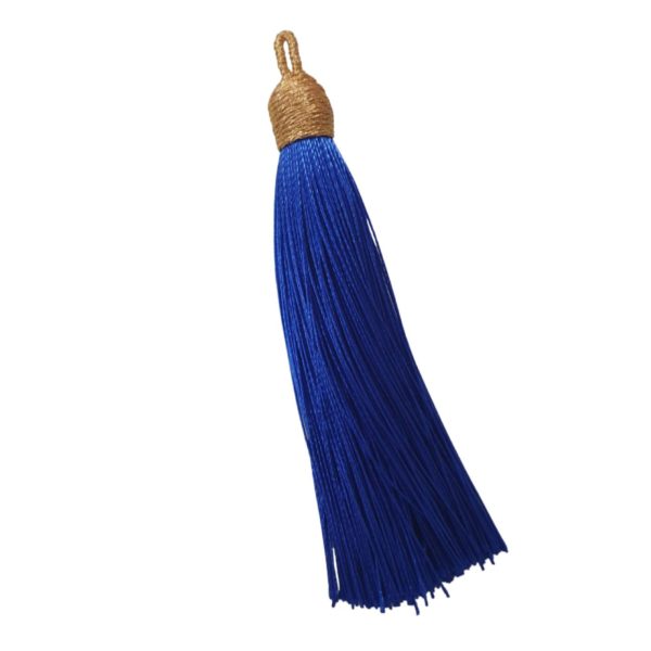 Tassel With Gold Cap 8cm Blue Bead, Trimming & Craft Co