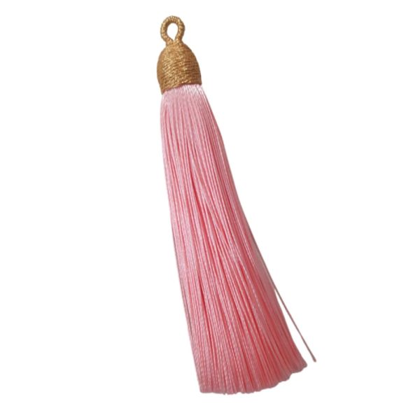 Tassel With Gold Cap 8cm Silk Bead, Trimming & Craft Co