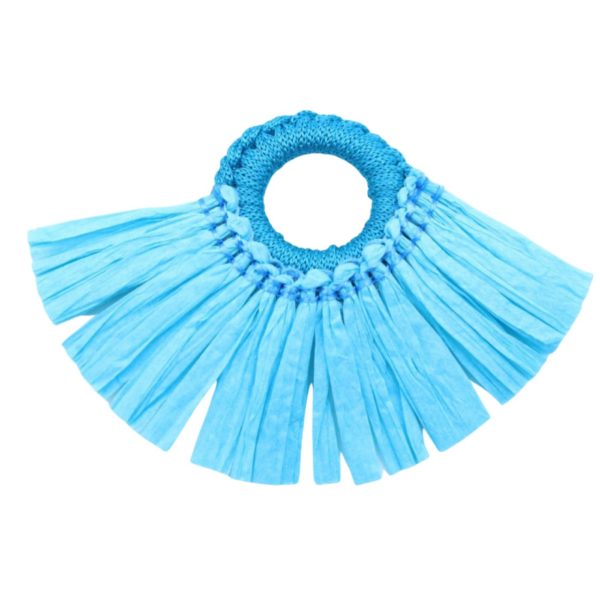 Raffia Tassel / Ring - 7 x 5cm - Blue