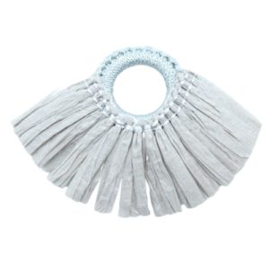 Raffia Tassel / Ring - 7 x 5cm - Grey