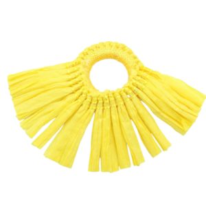 Raffia Tassel / Ring - 7 x 5cm - Yellow