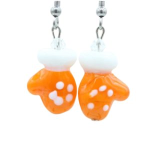 Christmas Earrings - Mittens - 20mm - Orange