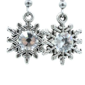 Christmas Earrings - Metal Snowflake / Swarovski - 20mm