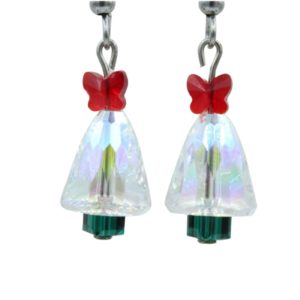 Christmas Earrings - Dome XMAS Tree / Butterfly / Swarovski - 20