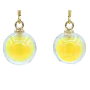 Christmas Earrings - Bauble Globe - Yellow - 16mm